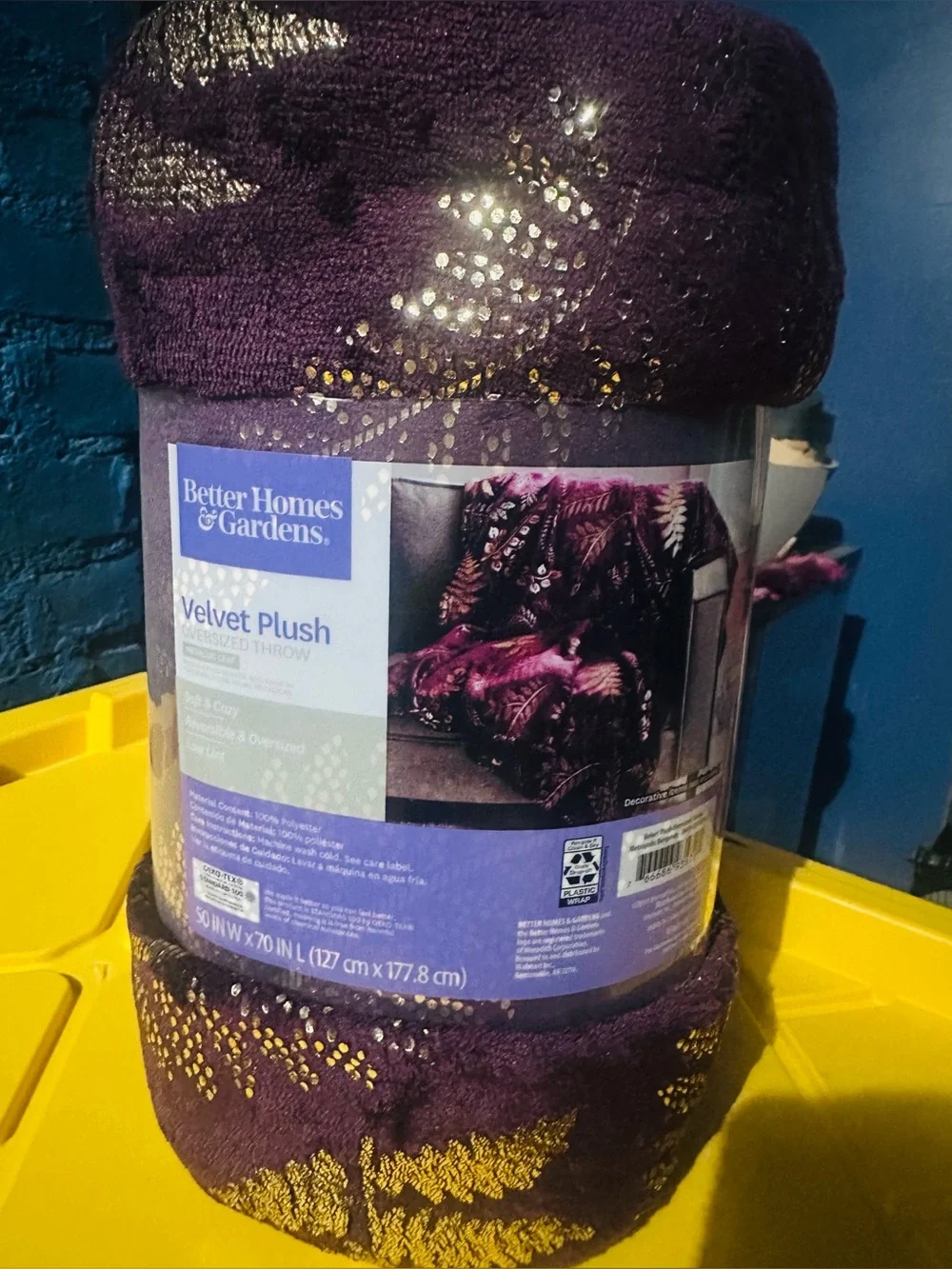 Better Homes and Garden✨💜💛⭐️ Purple Throw Blanket with Gold Accents